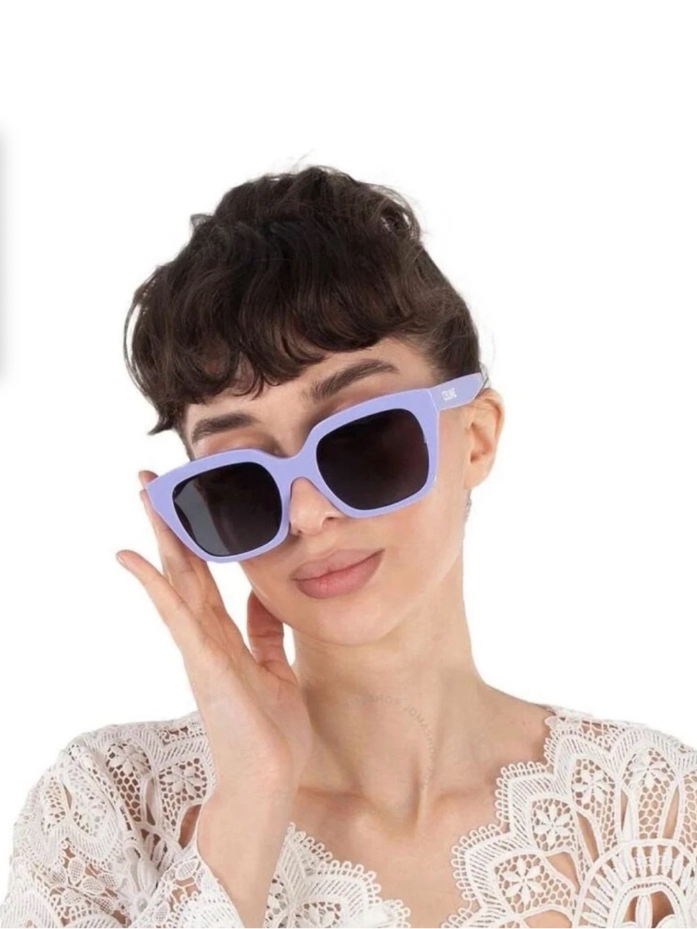 Celine Lilac Rectangular Frame Sunglasses with Dark Lenses